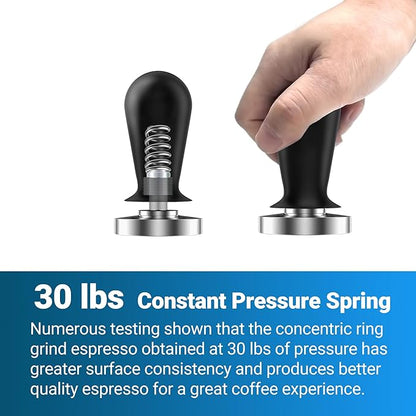 53mm Espresso Tamper Barista Calibrated Coffee Tampers with 30lbs Spring Loaded Stainless Steel Base Anodized Aluminum Handle