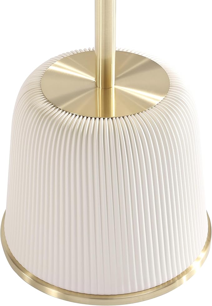 Manhattan Comfort Modern Anderson Coffee Table, 1.0 & 2.0 End Table, Upholstered in Cream Leatherette with Ceramic Faux Tabletop and Gold Metal Tabletop- Set of 3