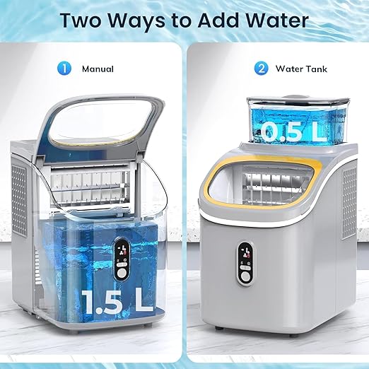 Antarctic Star Countertop Ice Maker Machine, 30lbs/24Hrs, 3 Thickness Ice Cubes, 16Pcs/13 Mins,2 Ways to Add Water, Self-Cleaning Ice Cube Maker w/Basket and Scoop for Home/Kitchen/Camping/RV (Grey)