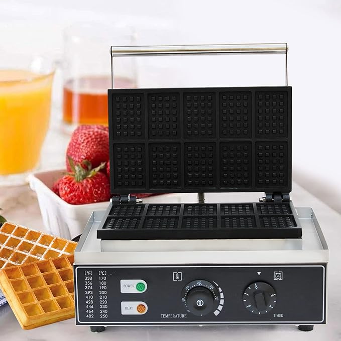 10 Grids Belgian Waffle Pancake Maker,Non-stick Pancake Baker Machin,110v Stainless Steel Waffle Pancake Maker for Home Kitchen,Pancake Maker with Adjustable Thermostats Timers 50-300℃