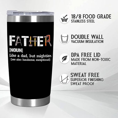 TEEZWONDER Gifts for Dad from Daughter Son - Stainless Steel Insulated Coffee Tumbler with Lid 20 oz - Funny Dad Birthday Gifts from Kids, Mens Birthday Gift Ideas