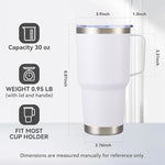 Load image into Gallery viewer, 30 oz Tumbler with Handle and Lid, Stainless Steel Tumblers Double Wall Vacuum Insulated Travel Mug Leak Proof Cup Keep Drinks Cold and Hot White, 1 Pack