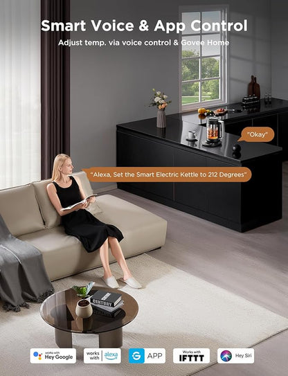 GoveeLife Smart Electric Kettle with Tea Infuser for Loose Leaf, 1.7 L Electric Tea Kettle with Brewing Program, Variable Temperature Control, 2 H Keep Warm & Auto Shut-Off, BPA Free. Black