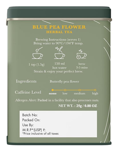 Luxmi Estates - Butterfly Pea Flower Tea - Loose Leaf - 25g (12 Cups) | USDA Certified Organic Blue Tea | Caffeine-Free | Single Ingredient