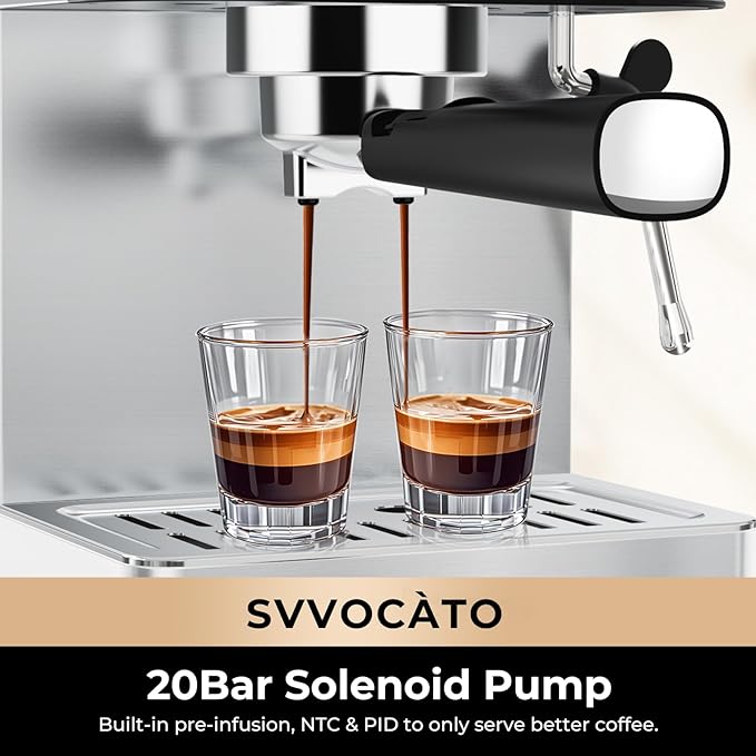 CHULUX Svvocàto Hot & Cool Espresso Machine, 20 Bar Italian Pump, Professional Coffee Machine for Home Latte Cappuccino Espresso Maker, Full Color Touch Panel