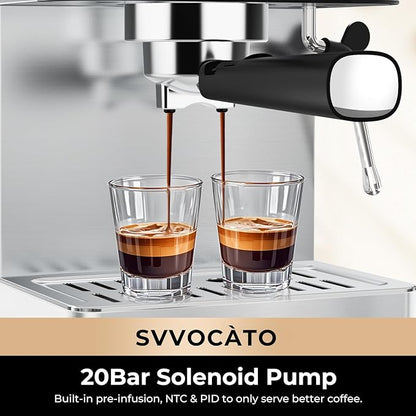 CHULUX Svvocàto Hot & Cool Espresso Machine, 20 Bar Italian Pump, Professional Coffee Machine for Home Latte Cappuccino Espresso Maker, Full Color Touch Panel