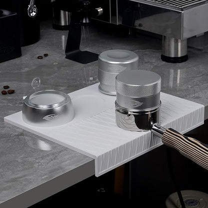 IKAPE Espresso Tamping Mat, Food Grade Silicone Coffee Tamper Mat, Portafilter Tamp Mat Espresso Accessory For Baristas, Waterproof Heat Resistant Tamping Pad Mat for Counter(White)