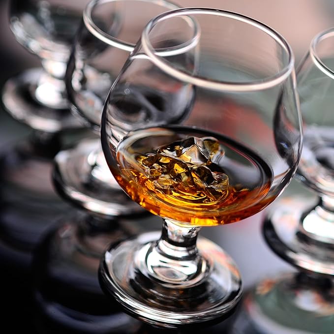 Shot Glasses - 6pc Set, 8.8oz Clear Cute Glass Snifters Perfect for Tasting Brandy