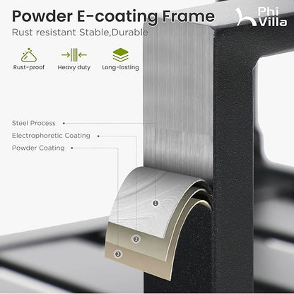 PHI VILLA Wrought Iron Patio Dining Chairs, Stackable Black Outdoor Patio Chairs Set of 6, Metal Patio Chairs, Support 300 LBS, Black