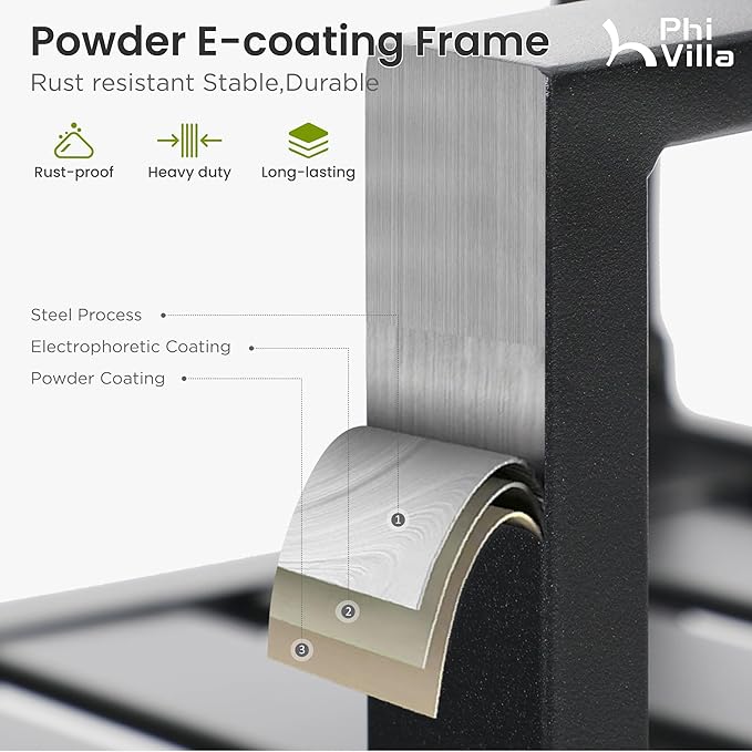 PHI VILLA Patio Swivel Dining Chairs Set of 4, Outdoor Kitchen Garden Metal Chair with Cushions, Patio Furniture Chair with Armrest, Black Frame