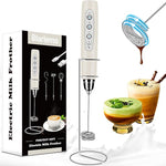 Load image into Gallery viewer, Milk Frother Handheld Rechargeable with Stand, Frother Wand Drink Mixer Electric Whisk for Coffee, Detachable With 3 Stainless Whisks, Hand Mixer for Lattes, Cappuccino, Matcha, Egg, Beige