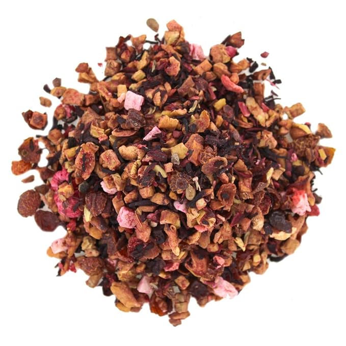 English Tea Store - Lady Hannahs Whole Fruit Herbal Tea | Loose Leaf Blend | Caffeine Free Fruit and Herb Tea with Apple, Hibiscus, Berries, Pineapple & Papaya | Refreshing Hot or Iced | 4oz