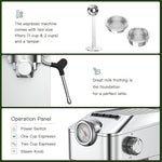 Load image into Gallery viewer, Espresso Machine 20 Bar - Stainless Steel Silver Coffee Maker for Home &amp; Office, Compact with Fast Heating, High-Pressure &amp; Removable Water Tank for Coffee Lovers