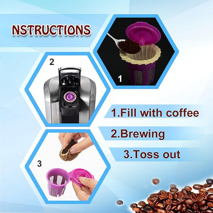 300 Count Natural Disposable Coffee Paper Filters, Compatible with Keurig 1.0 and 2.0 Coffee Maker fit all Kind of Reusable Coffee Pods