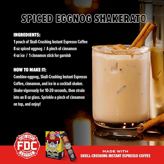 Fire Department Coffee - Skull Crushing Instant Espresso Coffee - Instant Coffee Packets Single Serve - Gives Back to Firefighters - Veteran Owned - Enjoy Hot or Cold (Pack of 30)