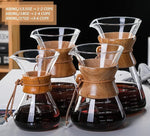Load image into Gallery viewer, Pour Over Coffee Maker with Reusable Stainless Steel Drip Filter, Lead-Free Borosilicate Glass Coffee Carafe with Modern Wooden Collar for 1-2Cup, Circular Clear (400ml/13.5oz)