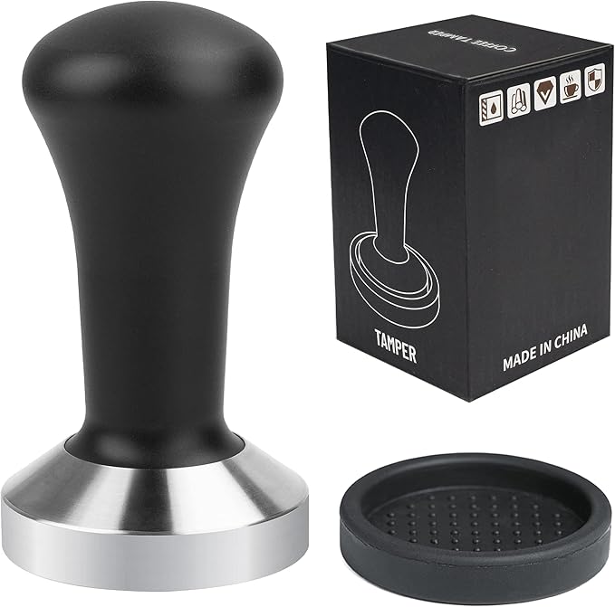 51mm Coffee Hand Tamper 304 Stainless Steel Base Professional Espresso Press for Portafilter Coffee Machine Barista Tool (51mm)