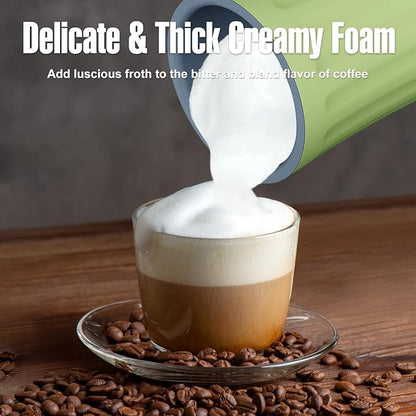 Milk Frother, 4-in-1 Electric Milk Frother and Steamer, Automatic Hot and Cold Foam Maker and Milk Warmer for Coffee, Latte, Cappuccino, Macchiato, Hot Chocolate(Lime Green)