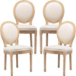 Load image into Gallery viewer, French Country Dining Chairs Set of 4, Vintage Wooden Dining Chairs with Fabric Upholstered Seat&amp;Oval Backrest,Solid Wood Legs&amp;Frame, Farmhouse Kitchen&amp;Living Room Chairs(Beige,4 Pcs)