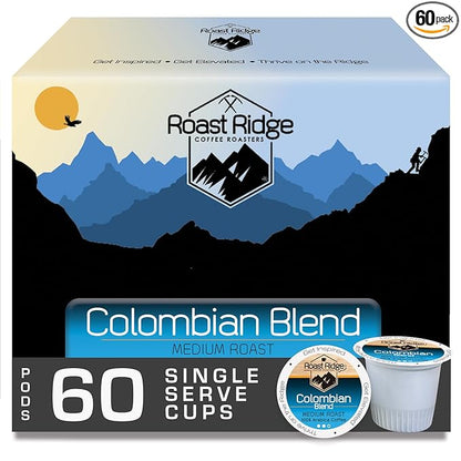 Product image Roast Ridge Single Serve Coffee Pods for Keurig K-Cup Brewers, Colombian Blend, Medium Roast, 60 Count