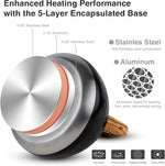 Load image into Gallery viewer, Tea Kettle, Toptier Teapot Whistling Kettle with Wood Pattern Handle Loud Whistle, Food Grade Stainless Steel Tea Pot for Stovetops Induction Diamond Design Water Kettle, 2.7-Quart Black