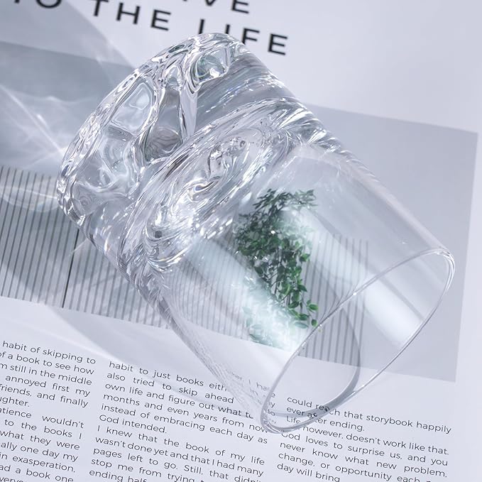 KAMMAK Iceberg Whiskey Glass, 8.45 oz (250 ml) Old Fashioned Tumbler with Unique Iceberg Base, Thick Glass & Delicate Rim for Scotch, Bourbon, Cocktails - Artistic Barware Decor