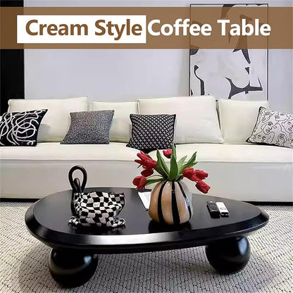 Cloud Coffee Table Modern Cute Coffee Tables Irregular Simple Tea/Center Table for Small Space End Table for Living Room, Home Office, Indoor (Oval Shape Black 39.4" Wx25.6 Dx11.8 H)