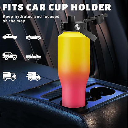 Insulated Water-Bottle 40 oz Tumbler - Fits in Any Cup Holder, Keep Cold 48H Hot 24H, Stainless Steel Water bottle with Straw, Spout Lid, Paracord Handle, Carrier Bag, Silicon Boot for Road Trip