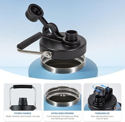 1 Gallon Water Jug Bottle Insulated, 128oz Stainless Steel Water Bottle Jug Wide Mouth Double Vacuum Dishwasher Safe BPA Free for Hot & Cold Drinks Gradient Blue