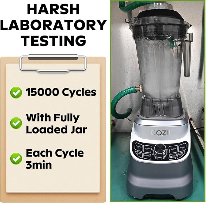 COZII Countertop Blenders for Kitchen, Professional 2000 Peak Watt for Smoothies/Ice Crushing/Frozen Drink/Puree, Smoothie Blender with 64oz Pitcher & 21oz To-go Cup, Dishwasher Safe, Dark Grey