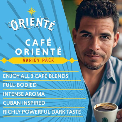Oriente Cuban Coffee Roasters Variety Pack - 20 ct Instant Coffee (Cafe Oriente, Cafe Cubano, Cafe De Olla) - 100% Arabica Coffee for Hot or Iced Coffee