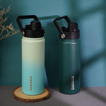 Load image into Gallery viewer, BJPKPK 2 Pack Insulated Water Bottles with Straw Lids, 18oz Stainless Steel Metal Water Bottle with 6 Lids, Leak Proof BPA Free Jugs, Cups, Flasks for Travel, Sports (Army Green+Mint)