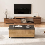 Load image into Gallery viewer, homary Modern 47" Lift-Top Coffee Table, Black &amp; Walnut with 3 Drawers, 2 Open Storage Compartments, Hidden Cabinet, Convertible Dining Office Table for Living Room Small Spaces