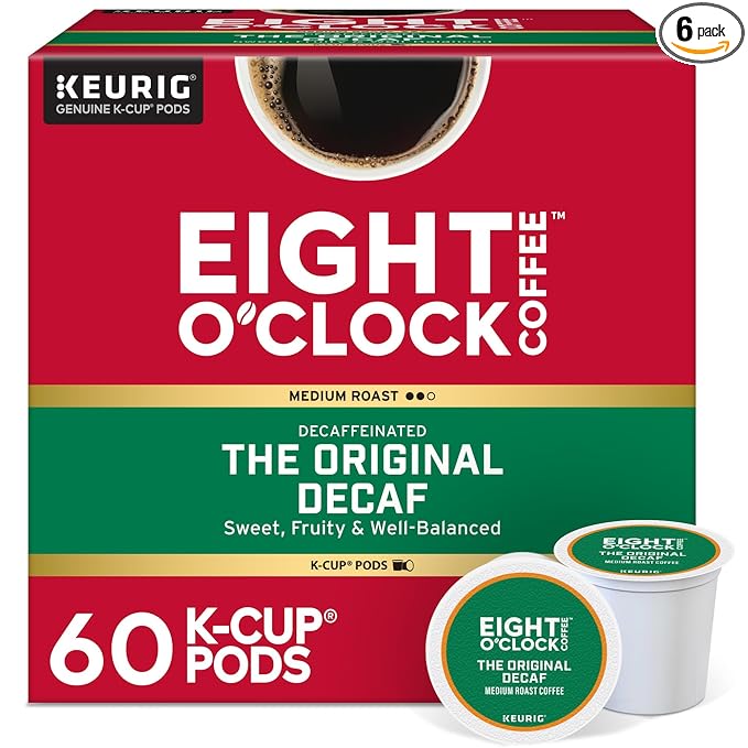 Eight O'Clock Coffee Original Decaf, Keurig Single Serve K-Cup Pods, 60 Count (6 packs of 10)