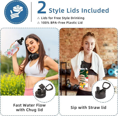 Volhoply Sublimation Insulated Water Bottles Blank Bulk 8 Pack, 32 oz Stainless Steel Sports Bottle with Straw, Double Walled Vacuum Metal Water Flask with Wide Mouth(Sublimation,8)