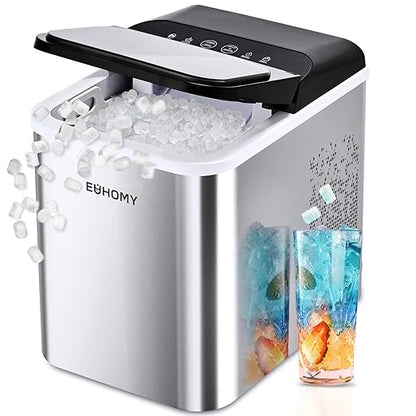 EUHOMY Nugget Ice Makers Countertop, Ready in 8 Mins, 35lbs/24H, Self-Cleaning, Portable Ice Maker Machine with Ice Scoop & Basket, Sonic Ice Maker with Chewable Pellet Ice for Home/Party/RV/Camping
