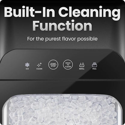 Iceman Compact Pebble Ice Machine, Countertop Nugget Ice Maker Produces Chewable Pellet Ice in 8 Minutes, Makes 26lbs/Day, One-Touch Cleaning Function with Ice Scoop/Basket Included – Black