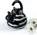Load image into Gallery viewer, Trenton Gifts Whistling Tea Kettle - Enamel on Steel Black Cat Decor - Cute Animal Stovetop Kettle - 2.1 Quart Tea Pots