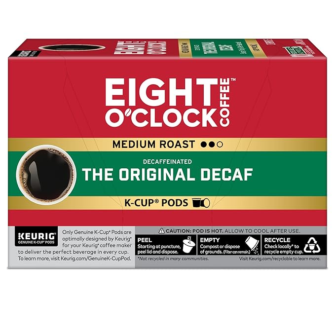 Eight O'Clock Coffee Original Decaf, Keurig Single Serve K-Cup Pods, 60 Count (6 packs of 10)