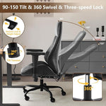 Load image into Gallery viewer, YFO Home Office Desk Chair High Back Office Rubber Chair Casters Ergonomic Computer Chair with Lumbar Support Adjustable Height Rolling Swivel Chair Executive Task Armrests, Black PU