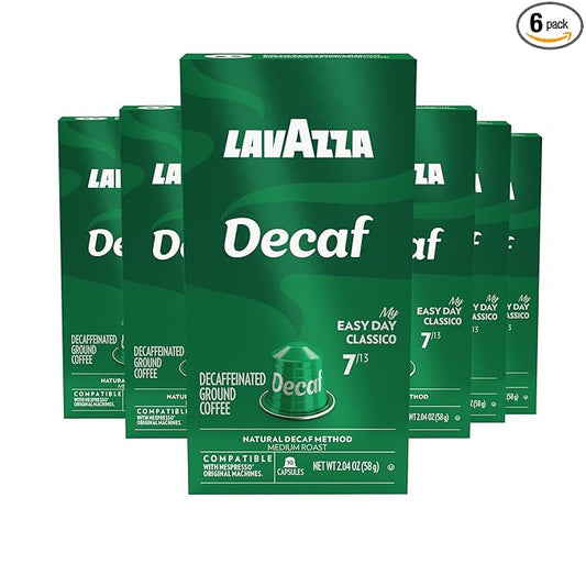 Lavazza Espresso Maestro Decaf (DEK) Aluminum Capsules Compatible with Nespresso* Original Machines, Medium Espresso Roast, Arabica and Robusta Blend (60 Capsules) - Packaging May Vary