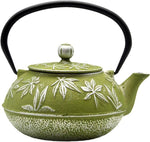 Load image into Gallery viewer, Cast Iron Teapot Tea Kettle with Stainless Steel Infuser for Stovetop Safe Coated with Enameled Interior Japanese Tetsubin with Maple Leaves Pattern(30.4oz/900ml) (Color-2)