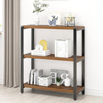 Load image into Gallery viewer, FOLUBAN Small Bookshelf and Bookcase, 3 Tier Low Short Book Shelf, Industrial Metal and Wood Book Case for Living Room Bedroom, Rustic Walnut