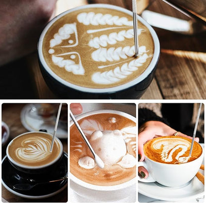 Milk Frothing Pitcher, Espresso Steaming Pitcher 12oz,Espresso Machine Accessories,Stainless Steel Milk Coffee Cappuccino Barista Steam Pitchers Milk Jug Cup with Decorating Pen Latte Art