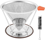 Load image into Gallery viewer, Pour Over Coffee Dripper, Paperless Pour Over Coffee Filter, Reusable Pour Over Coffee Maker Set, Dual-Layer Stainless Steel Cone Filter, Detachable Dripper Stand, Single Cup Brewer 1-4 Cup