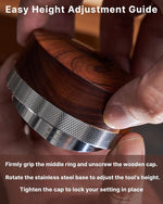 Load image into Gallery viewer, 51mm Espresso Distributor Tool KNODOS Rosewood Coffee Distributor Stainless Steel 51 mm Distribution Tool Leveler with Adjustable Depth Premium Espresso Machine Accessories