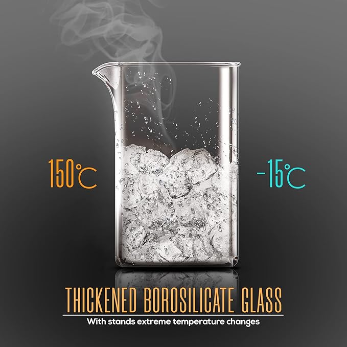 Utopia Kitchen French Press Espresso and Tea Maker with Triple Filters, Stainless Steel Plunger and Heat Resistant Borosilicate Glass (Grey, 34-oz (Pack of 1))