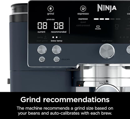 Ninja Luxe Café Premier Series, Espresso Machine, Drip Coffee Maker & Rapid Cold Brew, Integrated Grinder, Assisted Tamper, Hands-Free Frother, for Cappuccinos & Lattes, Cyberspace, ES601CY