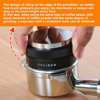 CULIKEM-Espresso Tamper Coffee Distributor Tool - Dual Head Espresso Leveler Fits for Portafilter, Espresso Hand Tamper