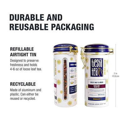 Tiesta Tea - Sexy Hot Christmas Tea, Loose Leaf, Cocoa Chili Black, Premium High Caffeinated Blend, Spicy Black, Make Hot or Iced, Brews Up to 50 Cups, 4.5 Ounce Refillable Tin